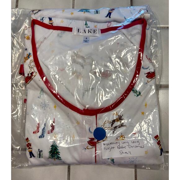 Lake Pajamas Pima Maternity Long Long Set Night Before Christmas NEW NWT S $138 - Picture 1 of 5